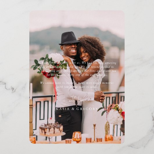 箔押しミニマルの写結婚真サンキューカード 箔招待状 (裏面)