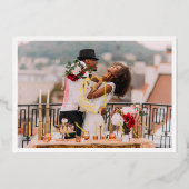 箔押しミニマルの写結婚真サンキューカード 箔招待状 (正面)