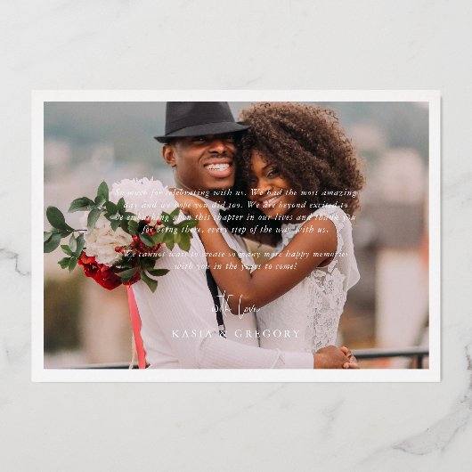 箔押しミニマルの写結婚真サンキューカード 箔招待状 (裏面)