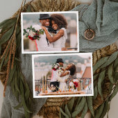 箔押しミニマルの写結婚真サンキューカード 箔招待状