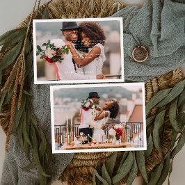 箔押しミニマルの写結婚真サンキューカード 箔招待状