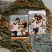 箔押しミニマルの写結婚真サンキューカード 箔招待状