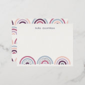 箔押しレインボウ文房具カード – プラム 箔招待状ポストカード (正面/裏面)