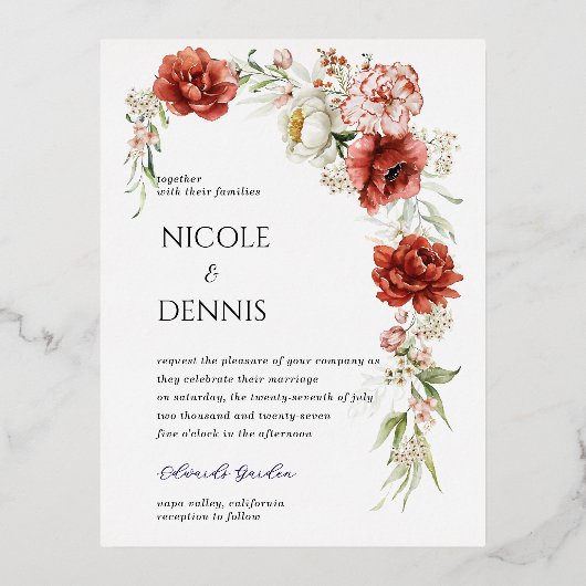 箔押し招待状はがき 箔招待状ポストカード (正面)