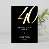 箔押し招待状 40歳の誕生日 カスタマイズ可能 箔招待状 (立ち正面)