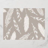 箔押し羽毛ドローイングステーショナリーノートカード - ベージュ 箔招待状ポストカード (裏面)