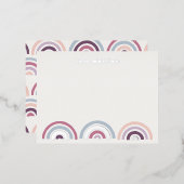 箔押し虹のステーショナリーカード - プラム 箔招待状ポストカード (正面/裏面)