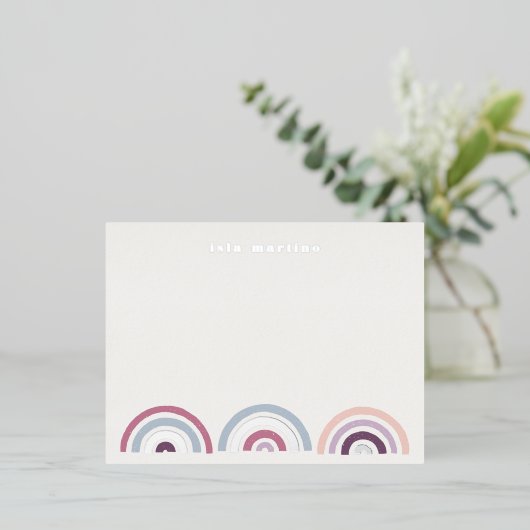 箔押し虹のステーショナリーカード - プラム 箔招待状ポストカード (立ち正面)