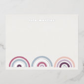 箔押し虹のステーショナリーカード - プラム 箔招待状ポストカード (正面)