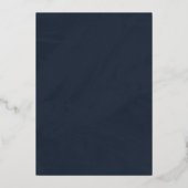 箔押し装飾フレームのSave the Dateカード - ネイビー 箔招待状 (裏面)