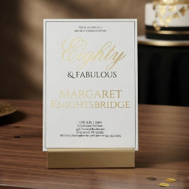 箔押し eighty & fabulous スクリプト タイポグラフィー 誕生日 箔招待状