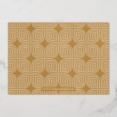 箔抽象芸術幾何学的年賀状-金ゴールド 箔招待状 (裏面)