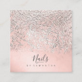 箔抽象芸術銀バラ金ゴールドID775 スクエア名刺 (正面)