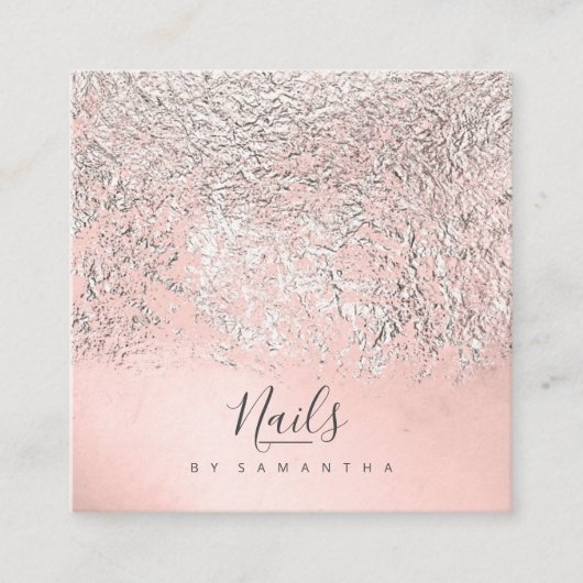 箔抽象芸術銀バラ金ゴールドID775 スクエア名刺 (正面)