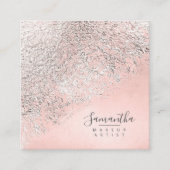 箔抽象芸術銀バラ金ゴールドID775 スクエア名刺 (正面)