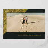 箔新年エッチング枠水平フォトカード 箔シーズンカード (正面)