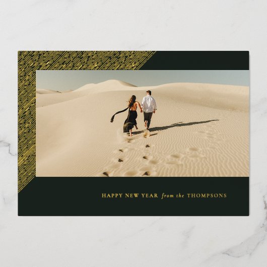 箔新年エッチング枠水平フォトカード 箔シーズンカード (正面)