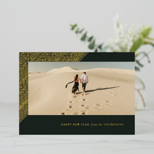 箔新年エッチング枠水平フォトカード 箔シーズンカード (立ち正面)