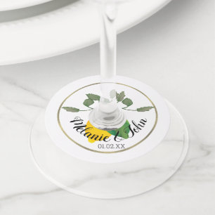 箔水彩レモンライムロゴ - カップル名 ワイングラスタグ