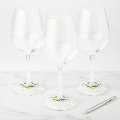 箔水彩レモンライムロゴ - カップル名 ワイングラスタグ (セット)