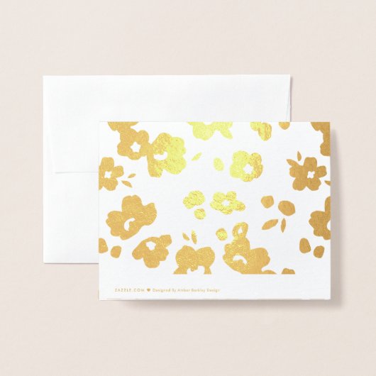箔繊細な位置フローラ折り文房具カード 箔カード (裏面封筒付き)