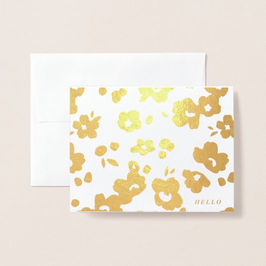 箔繊細な位置フローラ折り文房具カード 箔カード (封筒付き正面)