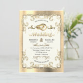 箔 ゴールド シルバー ブラス ヴィンテージ ウェディング 招待状 (スタンド正面)