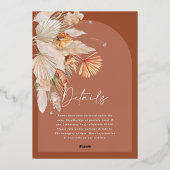 箔 ボヘミアンスタイル 陶器の赤茶色のパンパス草 Save the Date 箔招待状 (裏面)