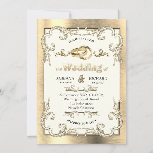箔・金・銀・真鍮 ヴィンテージ結婚式 招待状 (正面)