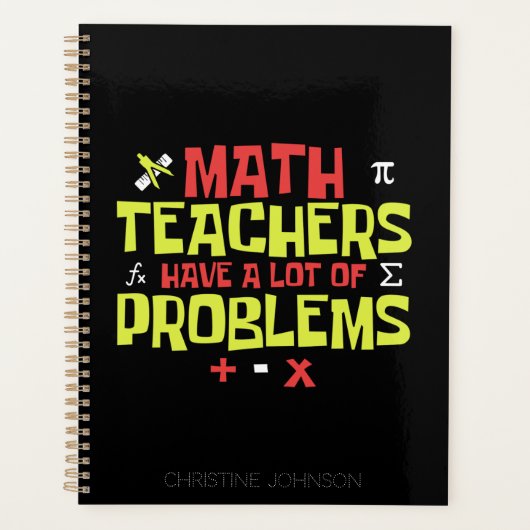 算数おもしろい先生 |数学のジョーク |名前をカスタムする プランナー手帳 (正面)