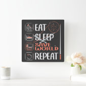 算数すごい先生救ザ・ワールド。お礼のプレゼント スクエア壁時計 (ホーム)