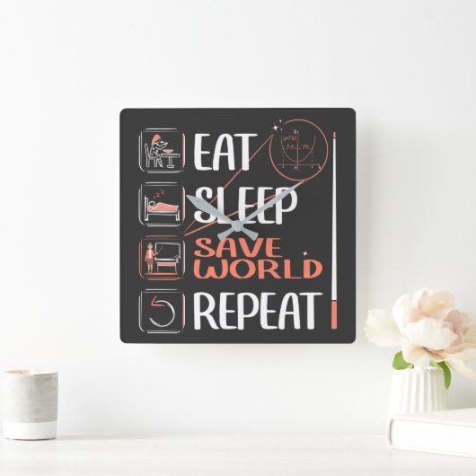 算数すごい先生救ザ・ワールド。お礼のプレゼント スクエア壁時計 (ホーム)