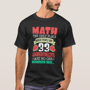 算数とスイカことわざの計算番号 Tシャツ