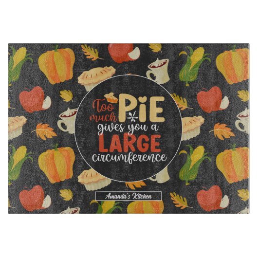 算数ギークおもしろいパイパン感謝祭フードパターン カッティングボード (正面)