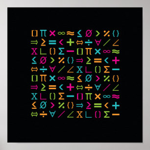 算数シンボルや象徴モダンと記号のパターン ポスター