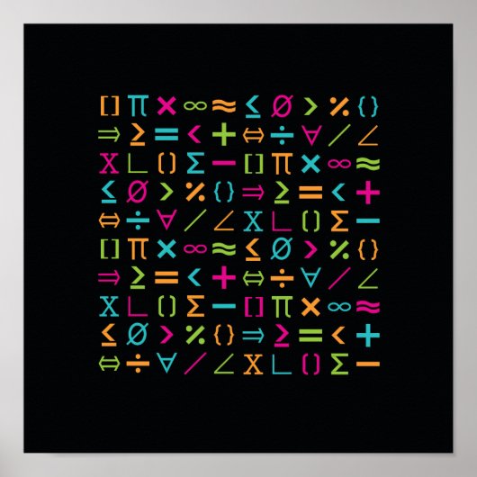 算数シンボルや象徴モダンと記号のパターン ポスター (正面)