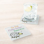 算数デザインガラスコースターの羊先生 ガラスコースター (アングル)