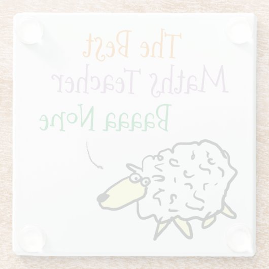 算数デザインガラスコースターの羊先生 ガラスコースター (裏面)