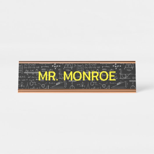 算数パーソナライズされた先生名新学期 デスクネームプレート (正面)