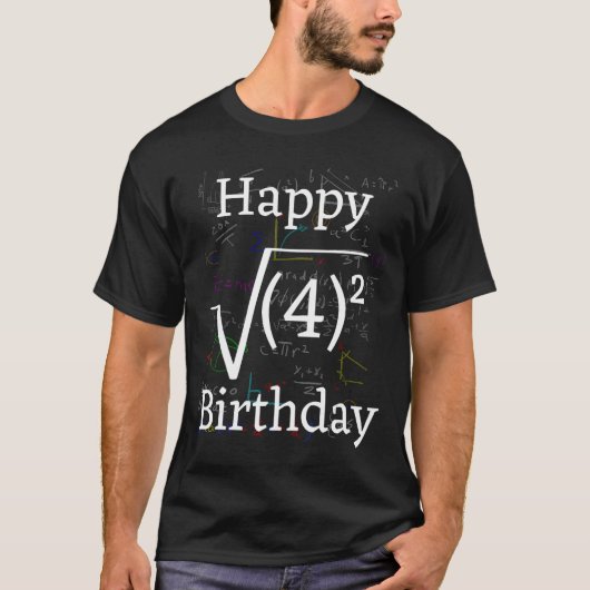 算数ルートスクエア幸せ4th誕生日お祝い tシャツ (正面)