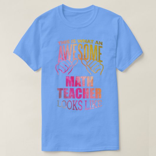 算数先生おもしろいギフトデザインの水色 Tシャツ (デザイン正面)