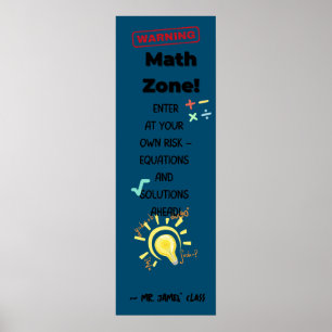 算数引用文ポスタ警告ーの: Math Zone Class Decor ポスター