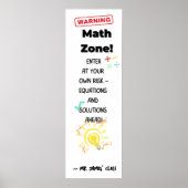 算数引用文ポスタ警告ーの: Math Zone Class Decor ポスター (正面)