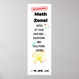 算数引用文ポスタ警告ーの： Math Zone Class Decor ポスター
