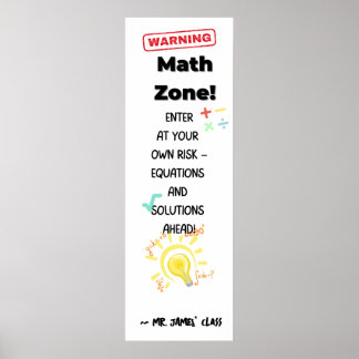 算数引用文ポスタ警告ーの: Math Zone Class Decor ポスター