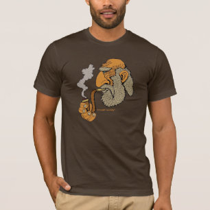 管のカッコいいの都市グラフィックアートのTシャツを持つ老人 Tシャツ