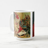管のヴィンテージのプリントのコーヒー・マグを持つサンタクロース コーヒーマグカップ (正面左)