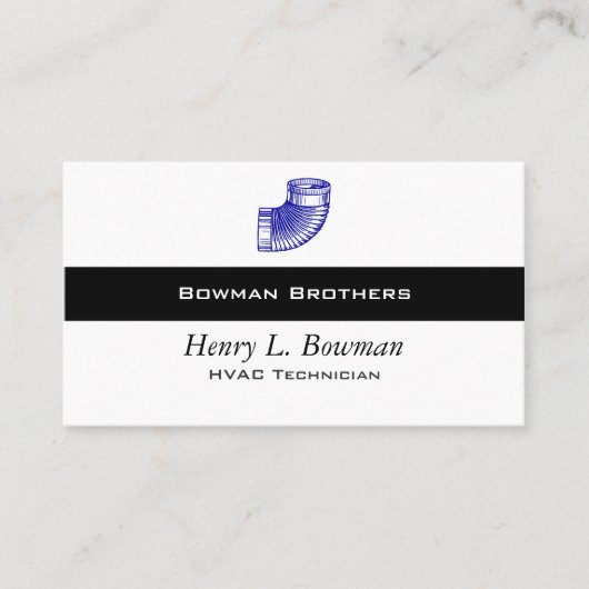 管の肘青いHVACのヴィンテージのイラストレーション 名刺 (正面)