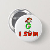 管を持つ女の子私はボタンを泳ぎます 缶バッジ (正面&裏面)