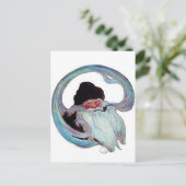 管を煙らしているヴィンテージサンタクロース シーズンポストカード (スタンド正面)